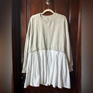 Free People Eleanor Sweatshirt Dress Gray White Oversized Women’s Size Small